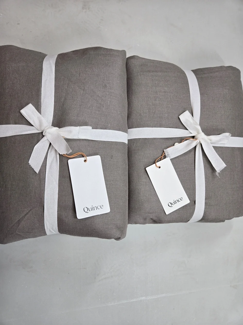 NWT QUINCE Set Of 2 48x84 European Linen True Blackout Curtains Grey 9175